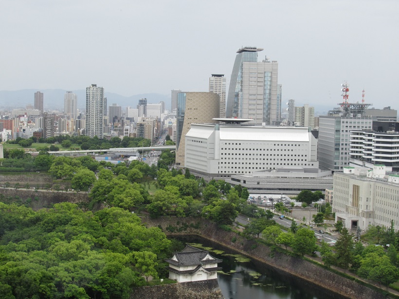 ダブルツリーヒルトン大阪城ラウンジからの眺め